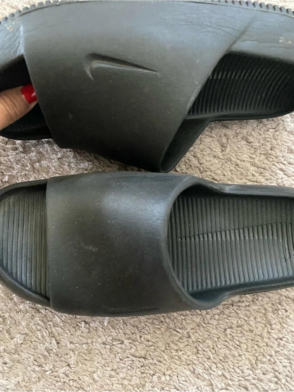 Nike Men's Black Slide Sandals with Embossed Swoosh